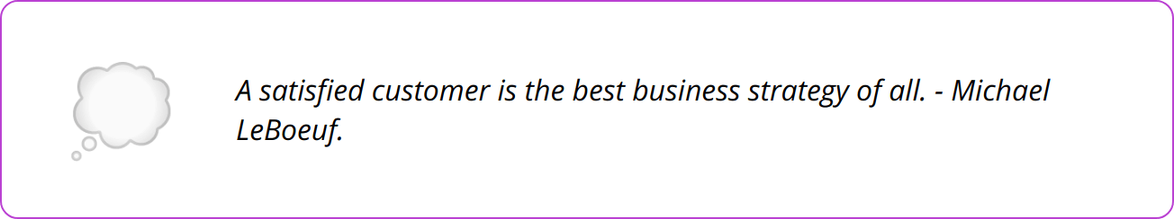 Quote - A satisfied customer is the best business strategy of all. - Michael LeBoeuf.