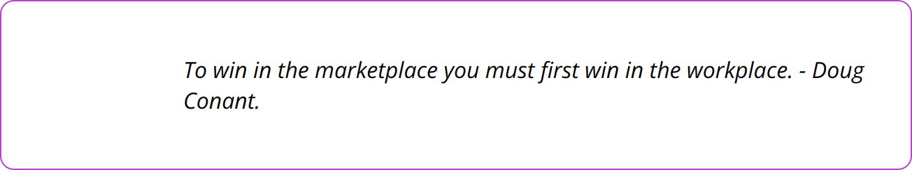 Quote - To win in the marketplace you must first win in the workplace. - Doug Conant.