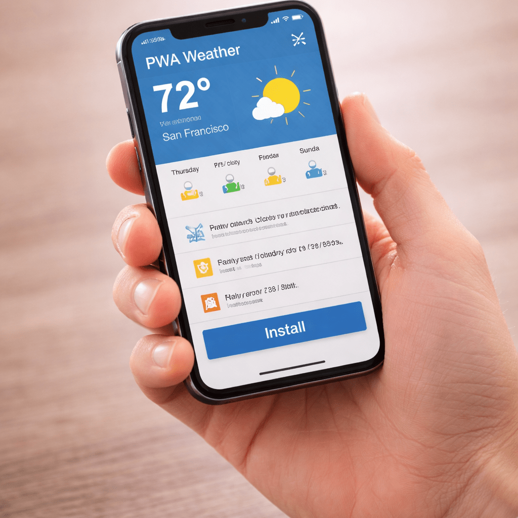 Smartphone displaying San Francisco weather